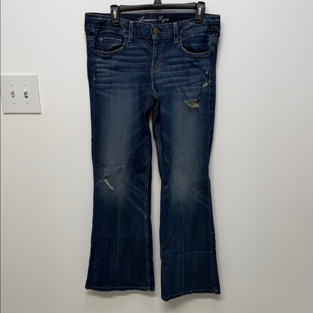 American Eagle Outfitters Women's Dark Blue Flare Jeans size 10